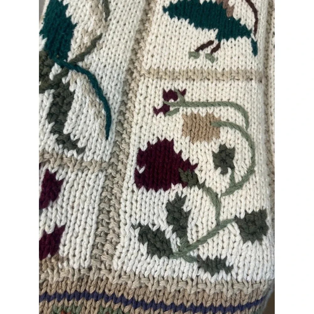 Chunky Knit Patchwork Tunic Sweater XL Classic Grandma Boho Indie Preppy 80s